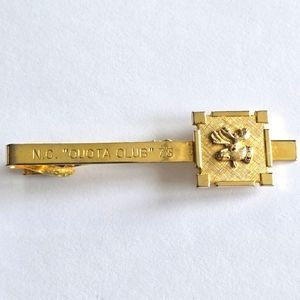 Vintage Loyal Order of Moose tie clip "N.C. Quota Club 75" Gold tone